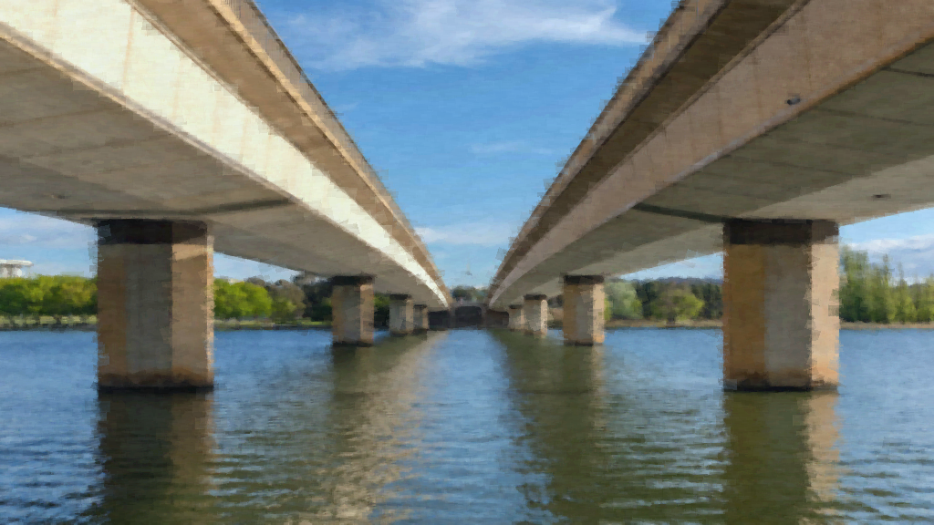 Daily artwork of Commonwealth Avenue Bridge, inspired by Arthur Streeton